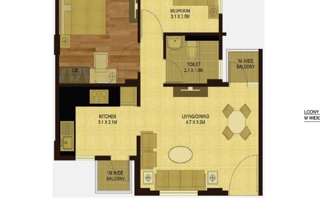 2 BHK Unit Plan