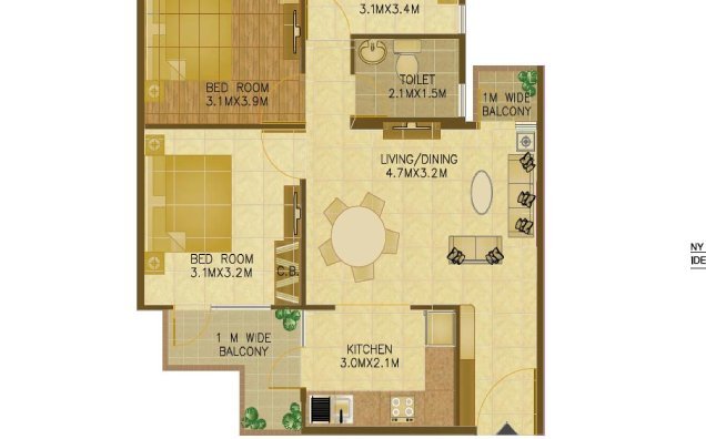 3 BHK Unit Plan