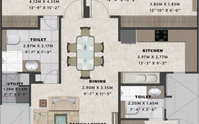 Lower Floor Sky Villa (2D)